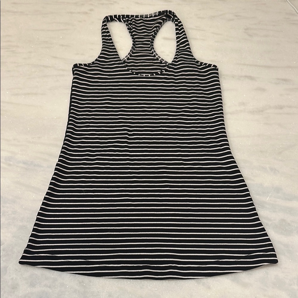 Lululemon Athletica Black and White Striped Tank Top